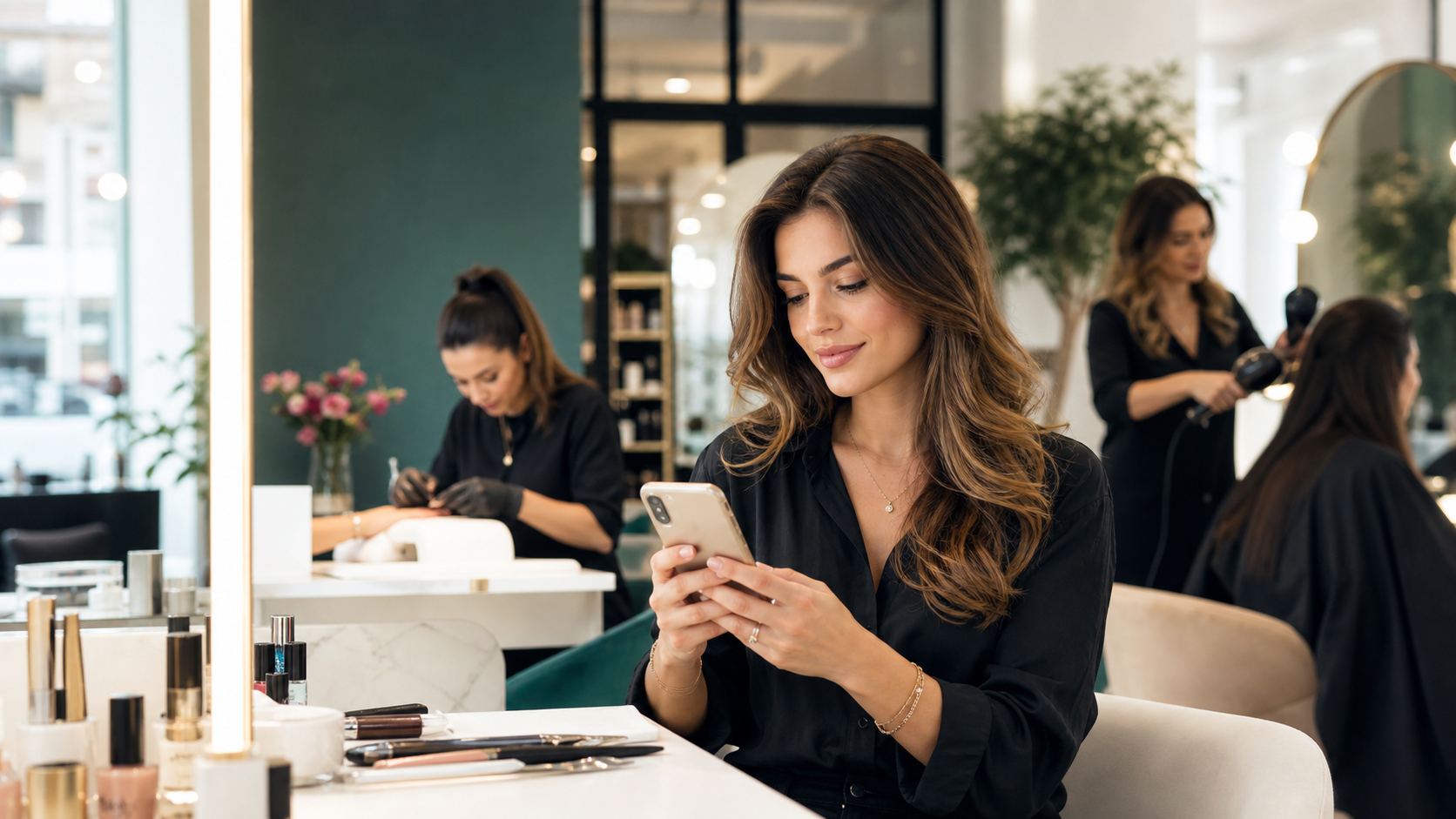 Client using GlowNow to request a beauty appointment